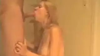 Hot blonde stripping and fucking on the chair