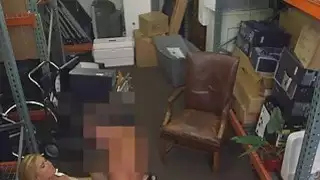 Blonde MILF agrees to have sex in the pawnshop to earn cash