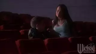 Wild slut Alektra Blue gets group cumshot session in the cinema