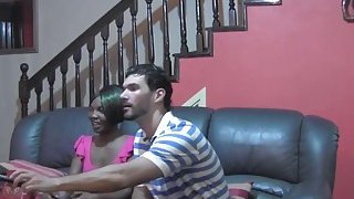 Doggy style for horny African slut pussy on couch