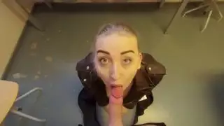 Swedish teen sucks cock and talks dirty in public areas and recieves facial