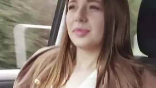 Teen hitchhiker sucks and fucks in a car