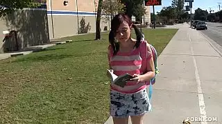 Sexy teen with cute tits gets caught skipping school