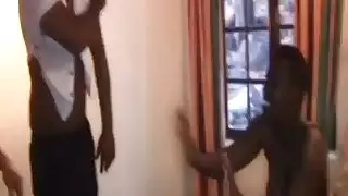 African slave gets banged by two masters in bed